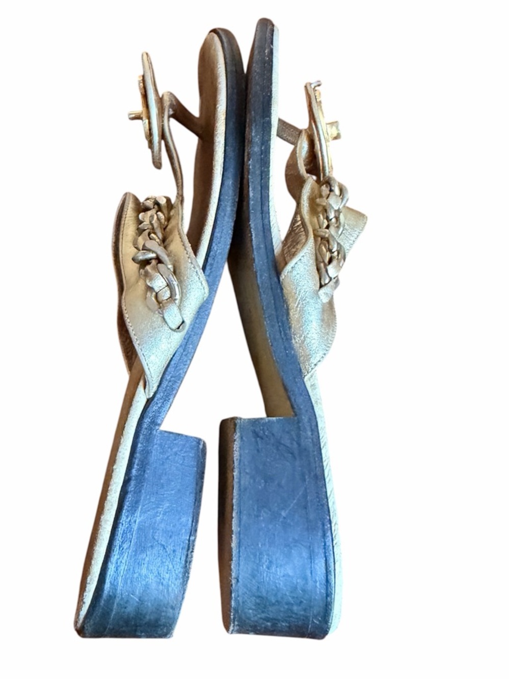 CHANEL Sandals Coco Mark Turn lock Chain Sandals size 6 - Picture 8 of 14
